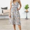 HyFve Off White Multicolor Floral Ruffle Trim Dress Dresses