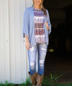 Staccato Pastel Blue Lightweight Waffle Knit Cardigan CARDIGANS