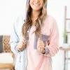 Lovely Melody Tops Mint And Blush Colorblock Hooded Top 1 Lovely Melody Tops Mint And Blush Colorblock Hooded Top