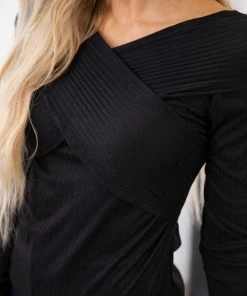 White Birch Black Cross Bodice Long Sleeve Top LONG SLEEVES