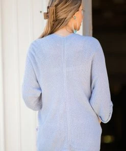 Staccato Pastel Blue Lightweight Waffle Knit Cardigan CARDIGANS