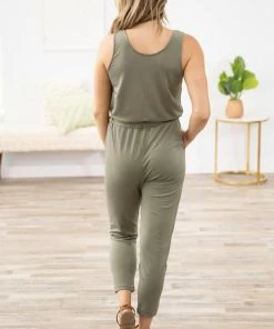 Ambiance Sage Drawstring Waist Jumpsuit