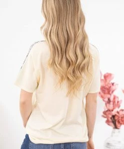 7th Ray SHORT SLEEVES Turquoise Animal Print Chevron Colorblock Top