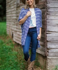 Acting Pro Dusty Blue Heathered Stripe Cardigan