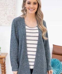 Staccato Teal Heathered Dolman Sleeve Cardigan LONG SLEEVES