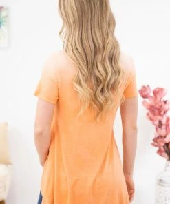 Vocal Apparel Orange Ombre Rhinestone Detail V-Neck Top 8 Vocal Apparel Orange Ombre Rhinestone Detail V-Neck Top
