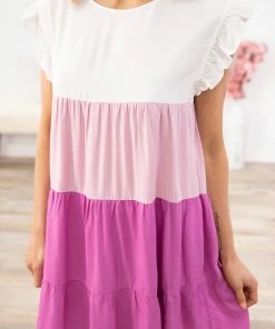 Vanilla Bay Fuchsia Colorblock Dress With Pockets