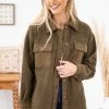 ODDI LONG SLEEVES Olive Terry Fur Shacket