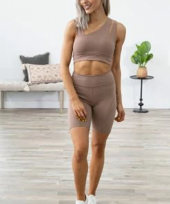 Denim BLVD Mocha Bike Short And Bra Set Bottoms 11 Denim BLVD Mocha Bike Short And Bra Set Bottoms