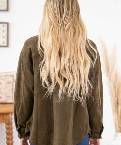 ODDI LONG SLEEVES Olive Terry Fur Shacket 10 ODDI LONG SLEEVES Olive Terry Fur Shacket