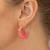 Crystals Trading Inc Accessories Hot Pink/Gold Crescent Stud Earrings