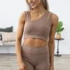 Denim BLVD Mocha Bike Short And Bra Set Bottoms