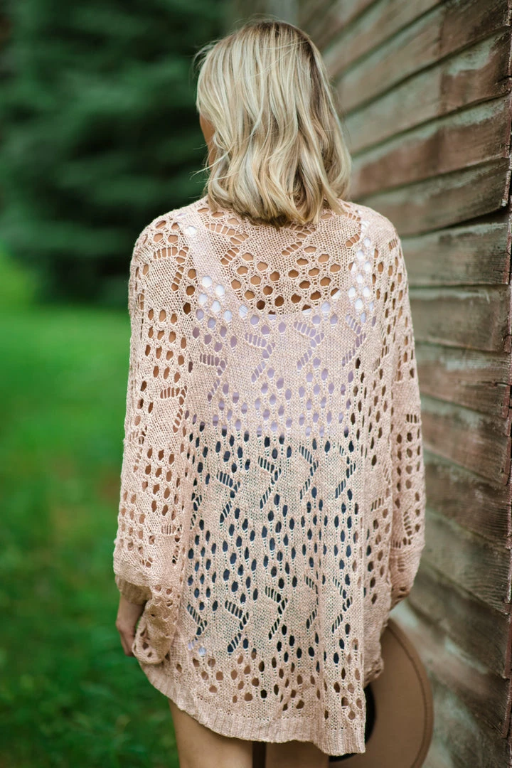 Doe & Rae Dusty Rose Fisher Net Doman Sleeve Cardigan 5 Doe & Rae Dusty Rose Fisher Net Doman Sleeve Cardigan