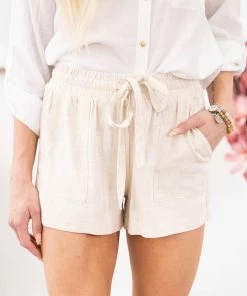 Staccato Oatmeal Elastic Waist Pull On Shorts