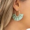 Crystals Trading Inc Moss Raffia Fan Earring Accessories