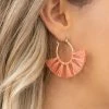 Crystals Trading Inc Accessories Peach Raffia Fan Earring