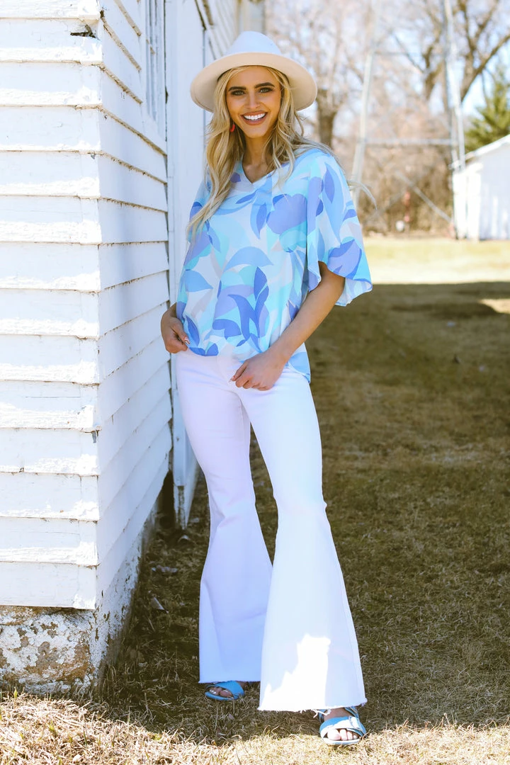 Andree By Unit Cornflower Geometric Floral Print V-Neck Top 4 Andree By Unit Cornflower Geometric Floral Print V-Neck Top