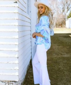 Andree By Unit Cornflower Geometric Floral Print V-Neck Top 8 Andree By Unit Cornflower Geometric Floral Print V-Neck Top