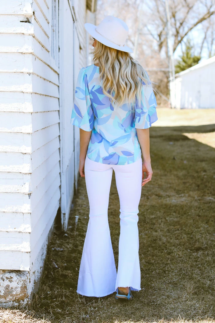 Andree By Unit Cornflower Geometric Floral Print V-Neck Top 6 Andree By Unit Cornflower Geometric Floral Print V-Neck Top