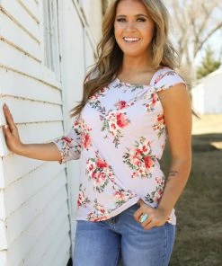 Melon Lavender Multicolor Floral Cold Shoulder Top MADE IN THE USA