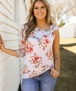 Melon Lavender Multicolor Floral Cold Shoulder Top MADE IN THE USA