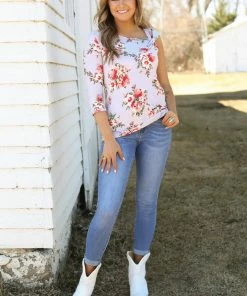 Melon Lavender Multicolor Floral Cold Shoulder Top MADE IN THE USA