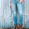 Cello Mid Rise Lightly Distressed Skinny Jeans