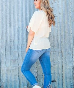 Staccato Beige Crochet Trim Textured Top