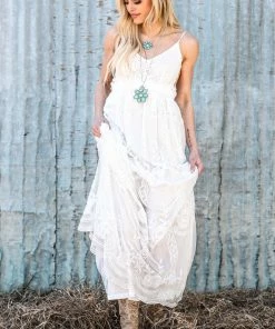 Dress Day Dresses Off White Lace Open Back Maxi Dress