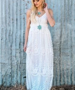 Dress Day Dresses Off White Lace Open Back Maxi Dress