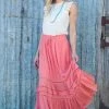 Doe & Rae Bottoms Coral Lace Inset Maxi Skirt