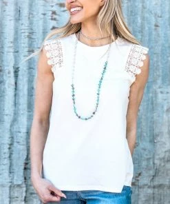 Supreme Fashion TANK TOPS White Crochet Trim Cap Sleeve Top 11 Supreme Fashion TANK TOPS White Crochet Trim Cap Sleeve Top