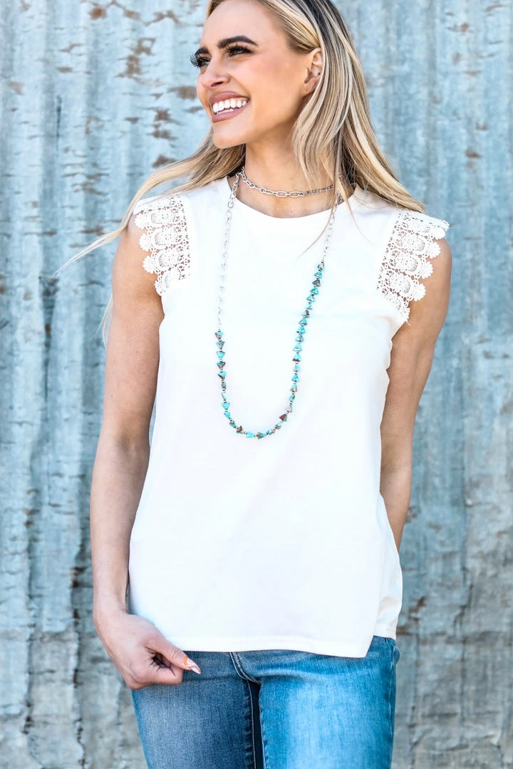 Supreme Fashion TANK TOPS White Crochet Trim Cap Sleeve Top 4 Supreme Fashion TANK TOPS White Crochet Trim Cap Sleeve Top