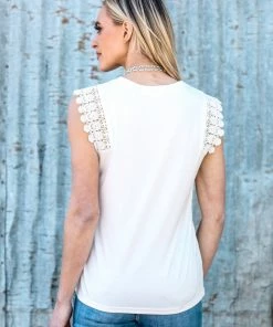 Supreme Fashion TANK TOPS White Crochet Trim Cap Sleeve Top 13 Supreme Fashion TANK TOPS White Crochet Trim Cap Sleeve Top