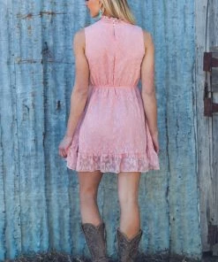 Supreme Fashion Baby Pink Animal Print Elastic Waist Dress