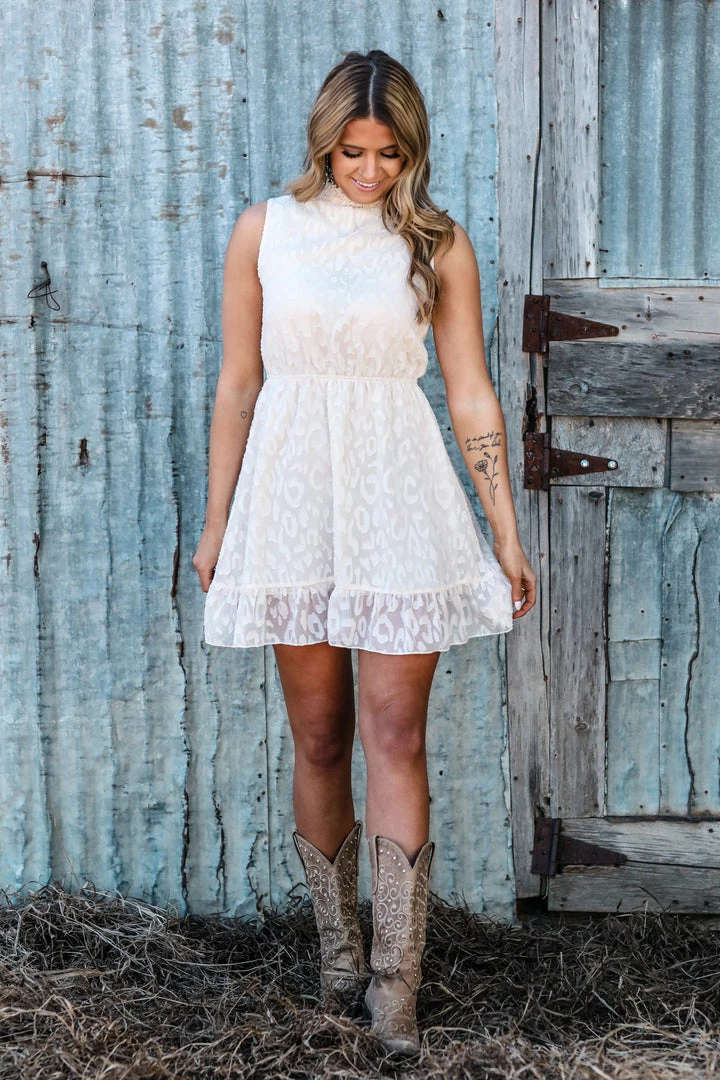 Supreme Fashion Cream Animal Print Elastic Waist Dress 3 Supreme Fashion Cream Animal Print Elastic Waist Dress