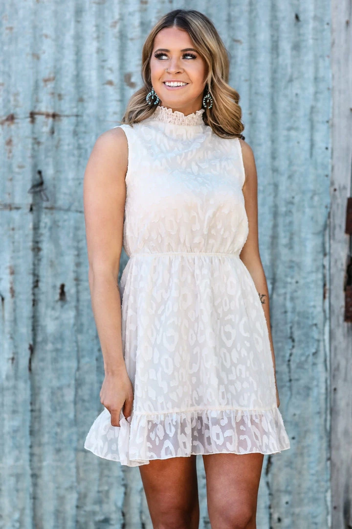 Supreme Fashion Cream Animal Print Elastic Waist Dress 5 Supreme Fashion Cream Animal Print Elastic Waist Dress