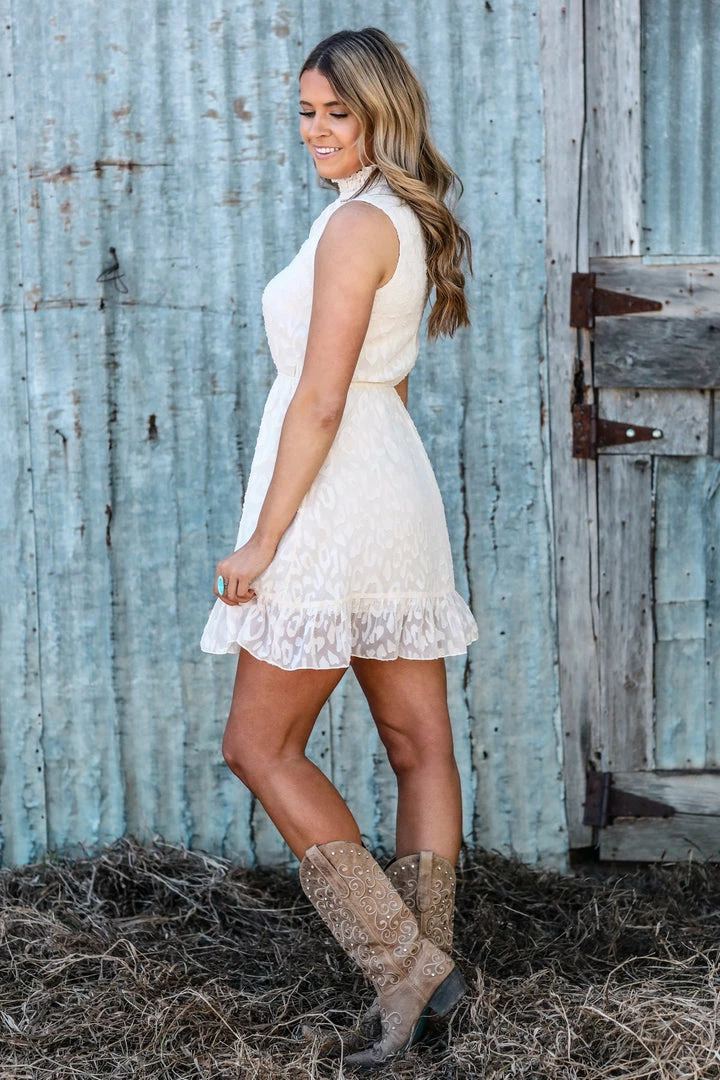 Supreme Fashion Cream Animal Print Elastic Waist Dress 7 Supreme Fashion Cream Animal Print Elastic Waist Dress