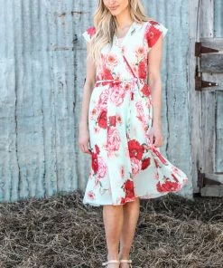 DRESS CODE Dresses Mint And Pink Floral Print Tie Waist Dress