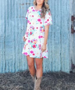 SOL RHR Ivory Multicolor Floral Print Knit Dress Dresses 9 SOL RHR Ivory Multicolor Floral Print Knit Dress Dresses