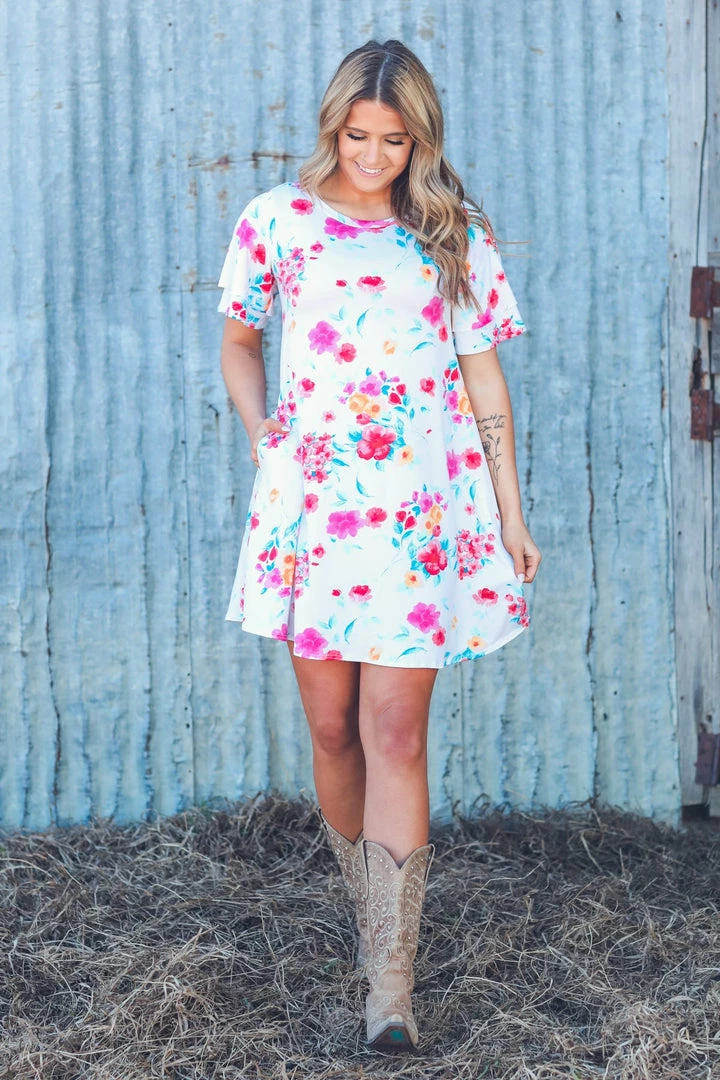 SOL RHR Ivory Multicolor Floral Print Knit Dress Dresses 3 SOL RHR Ivory Multicolor Floral Print Knit Dress Dresses