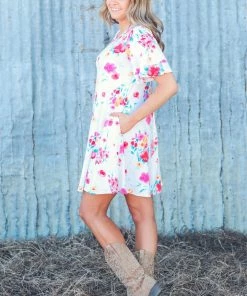 SOL RHR Ivory Multicolor Floral Print Knit Dress Dresses 8 SOL RHR Ivory Multicolor Floral Print Knit Dress Dresses