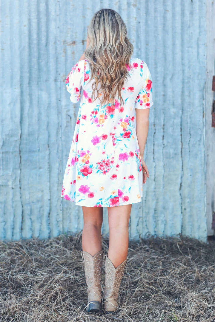 SOL RHR Ivory Multicolor Floral Print Knit Dress Dresses 4 SOL RHR Ivory Multicolor Floral Print Knit Dress Dresses