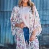 ADORA SHORT SLEEVES Cream Multicolor Floral Bell Sleeve Kimono