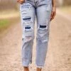Kancan Bleached High Rise Straight Leg Jeans