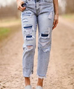 Kancan Bleached High Rise Straight Leg Jeans