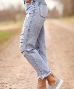 Kancan Bleached High Rise Straight Leg Jeans