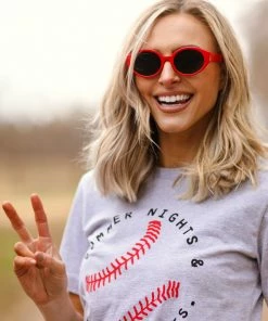 Golden Bridge Accessories Red Oval Rim Sunglasses