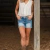 ALLIE ROSE Off White Button Up Tank Tops