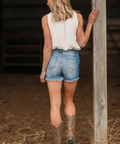 ALLIE ROSE Off White Button Up Tank Tops